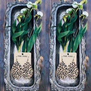 Cheetah cork leather earrings